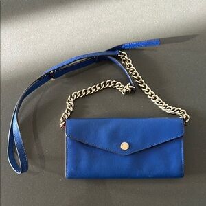 Michael Kors Blue and Red Chain Strap Crossbody Wallet Bag